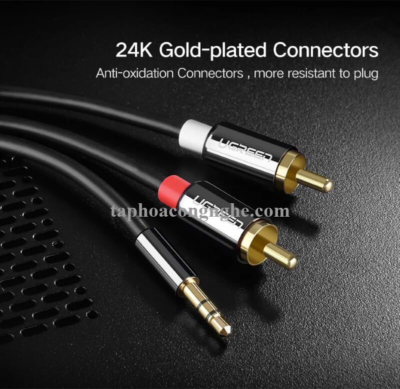 Ugreen 20779 0.5M màu Đen Cáp âm thanh 2 đầu Bông sen sang 3.5mm Dương mạ vàng AV116 30020779